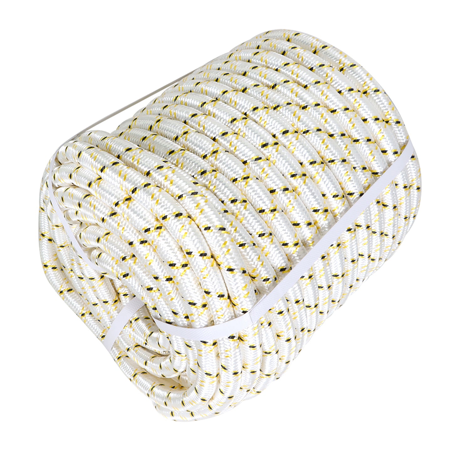 findmall Arborist Tree Rope 24 Strand Braided Rope 3/4" × 150' (White,Yellow,Black) 44KN