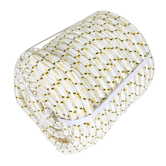 findmall Arborist Tree Rope 24 Strand Braided Rope 3/4" × 150' (White,Yellow,Black) 44KN
