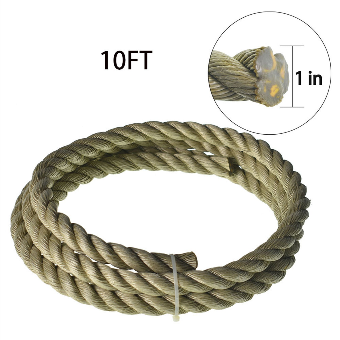 3/4 inch 1 inch Diameter Twisted Manila Rope, Twisted 3 Strand, Polypropylene Rope for Indoor Outdoor Use for Landscaping, Tug of War, Projects and Tie Downs