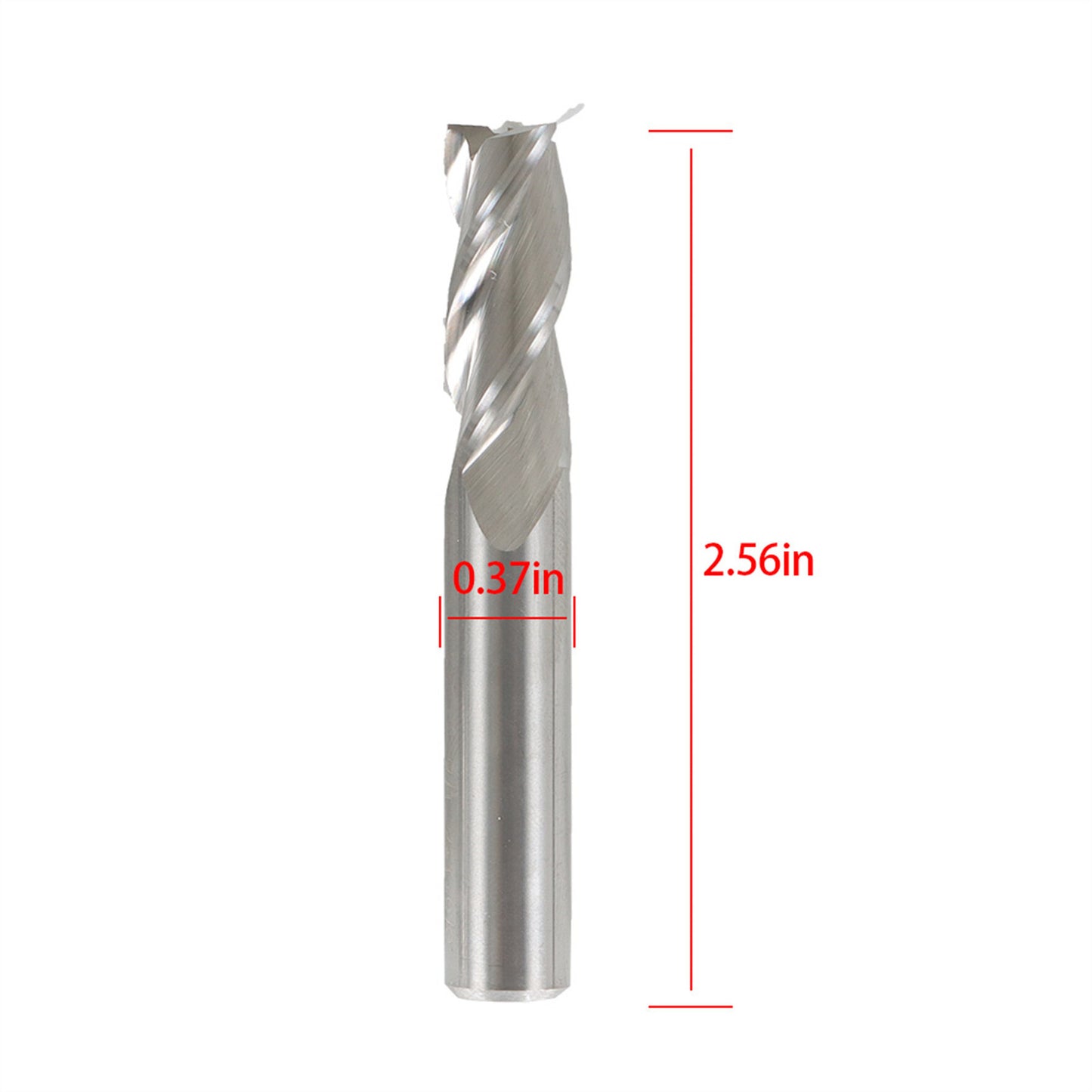 3Pcs 3 Flute 3/8" Shank Helix Carbide End Mill, 1" Length of Cut Square Nose End Mill Fit for Aluminum Cut Non-Ferrous Metal Upcut CNC Spiral Router Bit