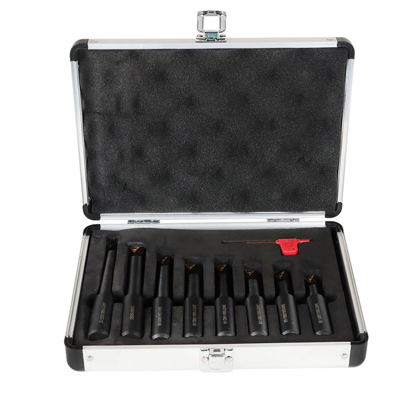 findmall 8 Pcs Indexable Boring Bars Set,3/4 Shank,90 Degree Round Shank Boring Bars with Indexable Carbide Inserts 4 Pcs TCMT21.51 & 4 Pcs TCMT221,with Alumium Carrying Case