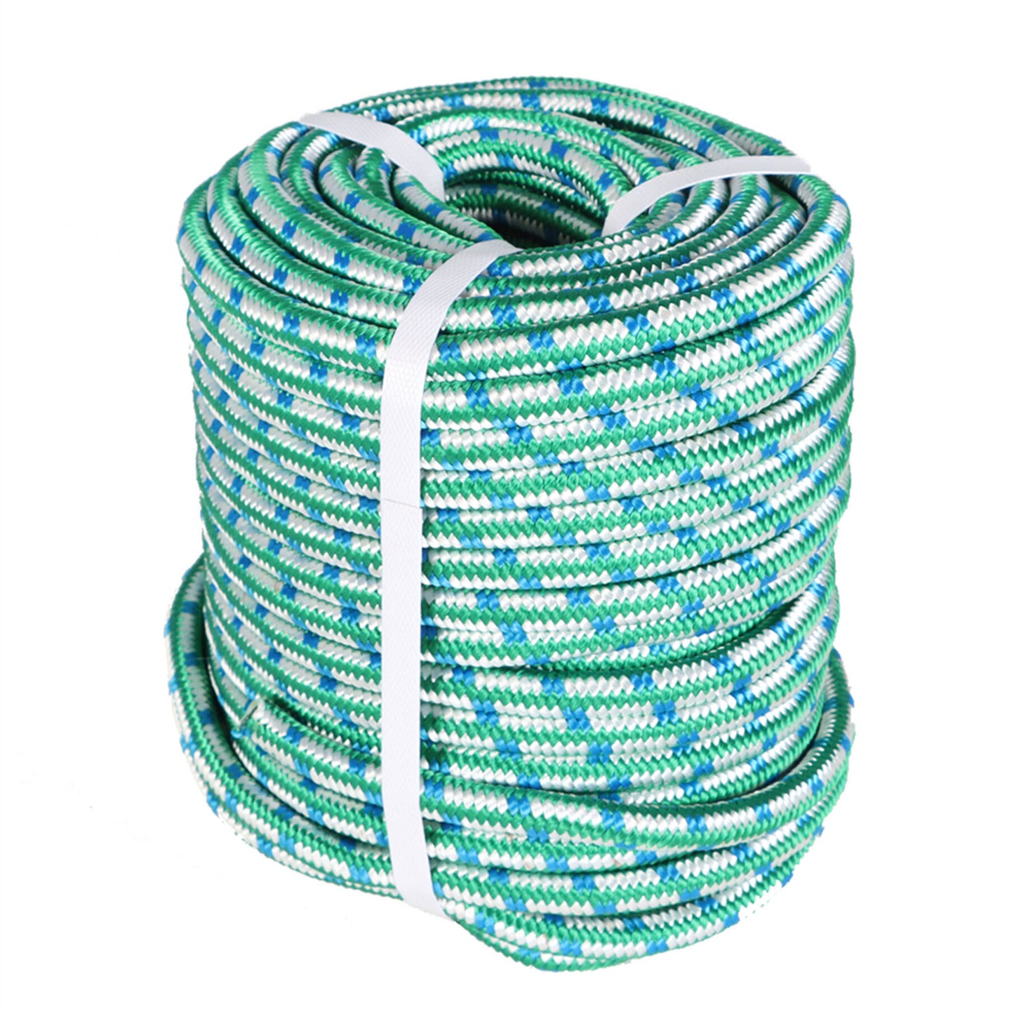 findmall 1/2 Inch 16 Braid Polyester Rope Pulling Ropes Arborist Rigging Rope 150 FT Green White Blue
