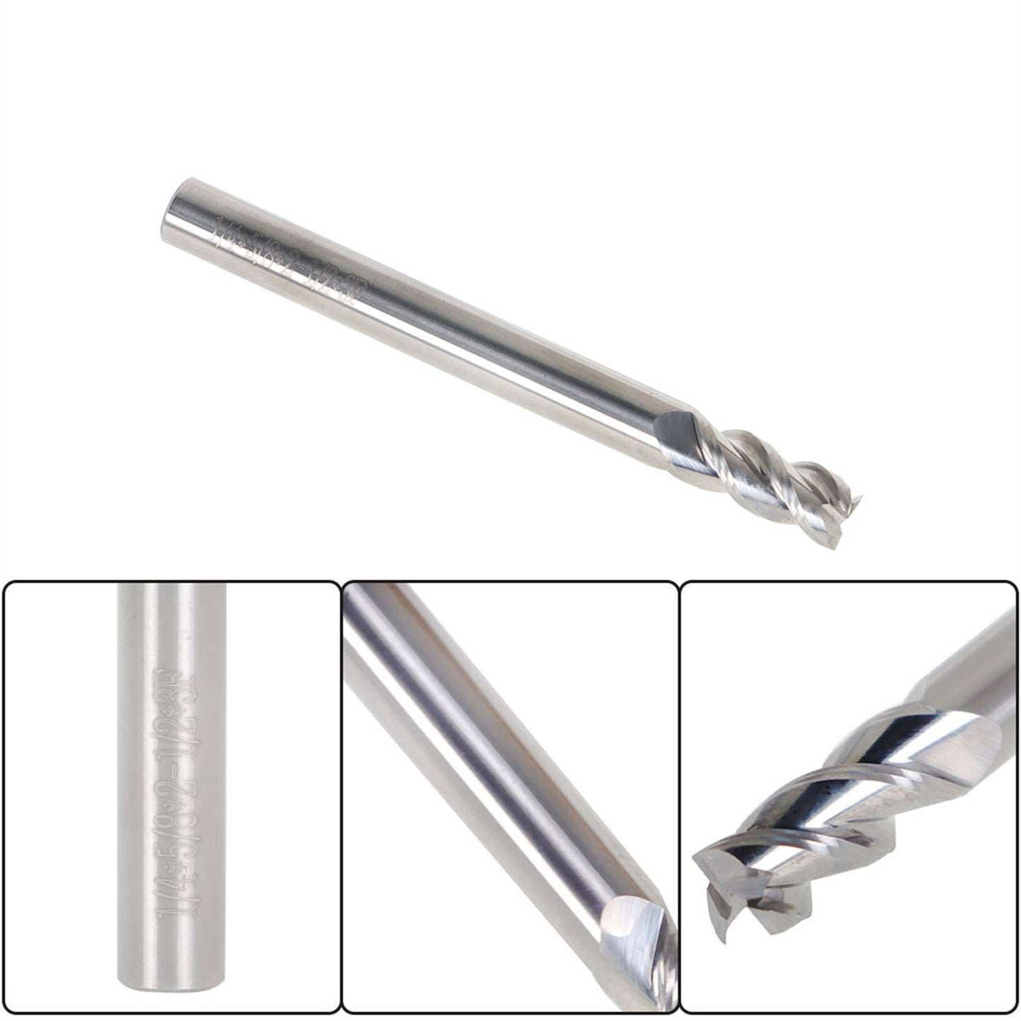 findmall 3Pcs 1/4 Inch Helix Carbide End Mill 3 Flute 5/8 Inch Iength of Cut Fit for Aluminum Cut Non-Ferrous Metal Upcut CNC Spiral Router Bit