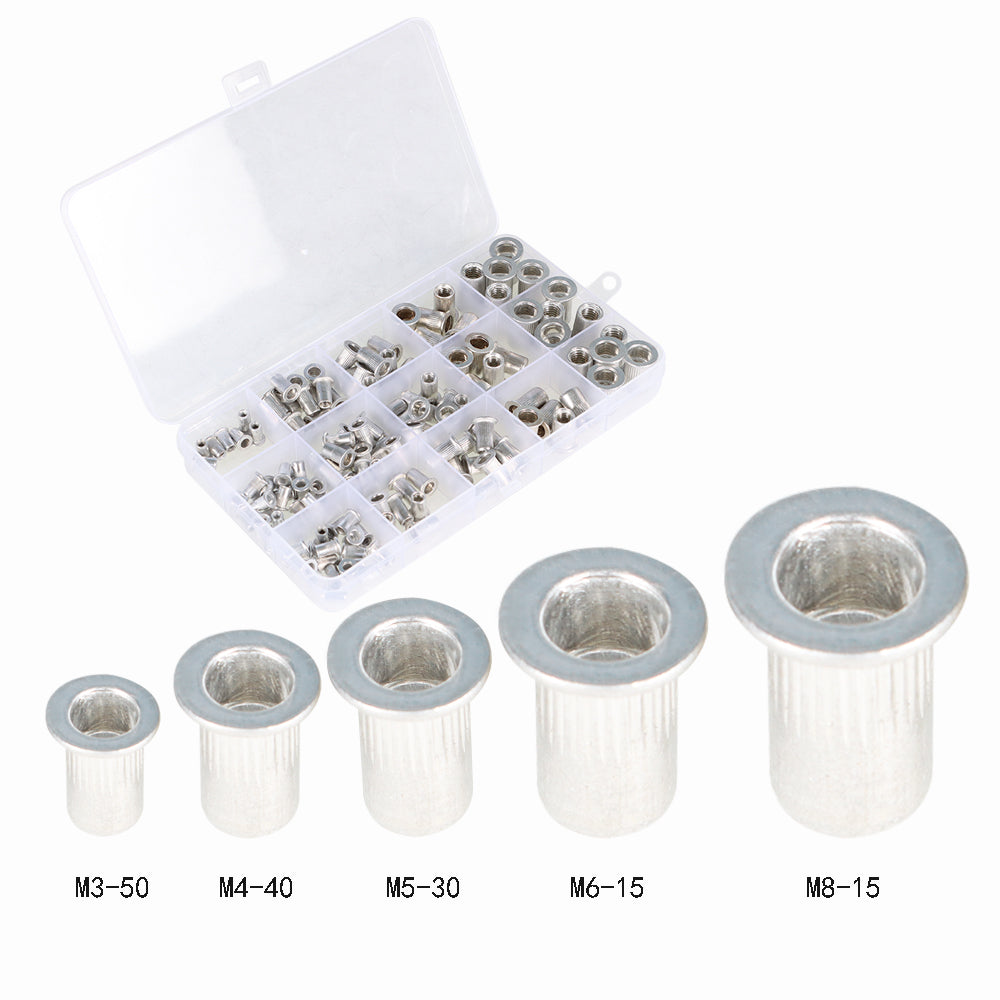 findmall 150 Piece Metric Aluminum Rivet Nut Kit Rivnut Nutsert Assort M3 M4 M5 M6 M8 New