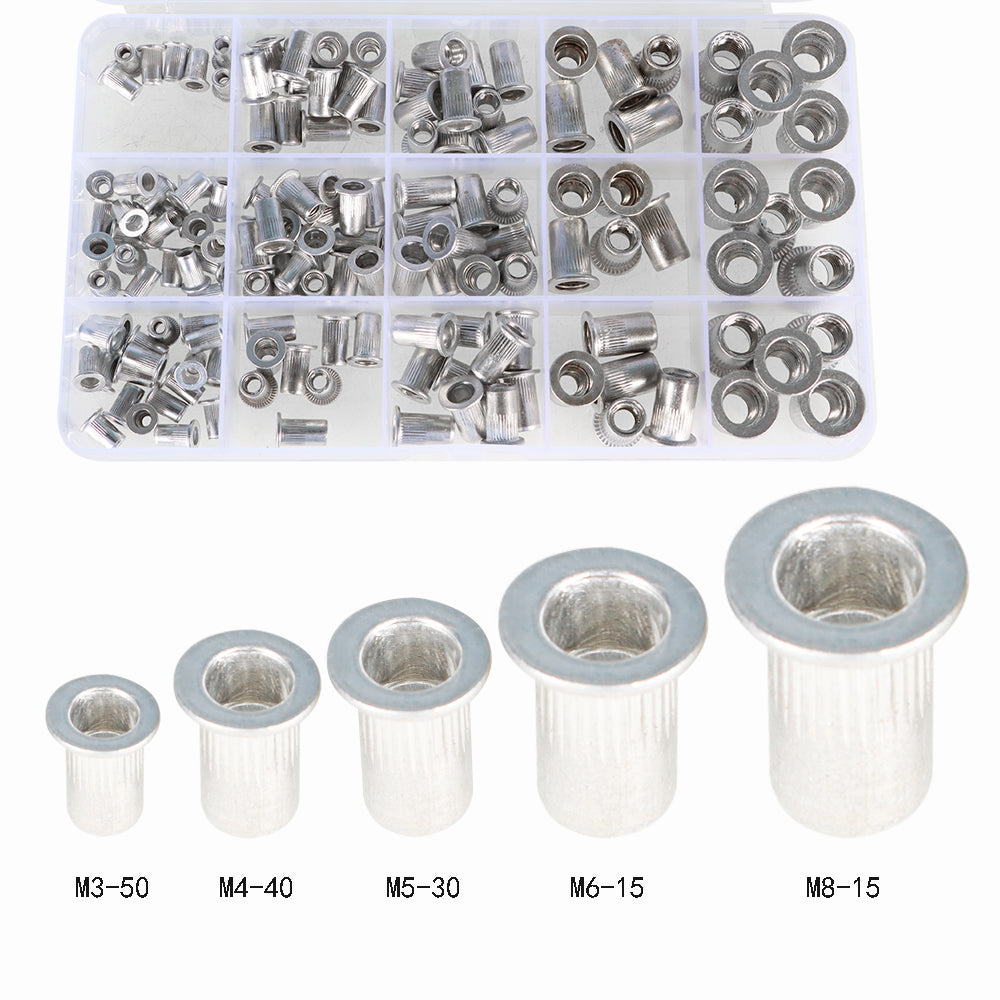findmall 150 Piece Metric Aluminum Rivet Nut Kit Rivnut Nutsert Assort M3 M4 M5 M6 M8 New