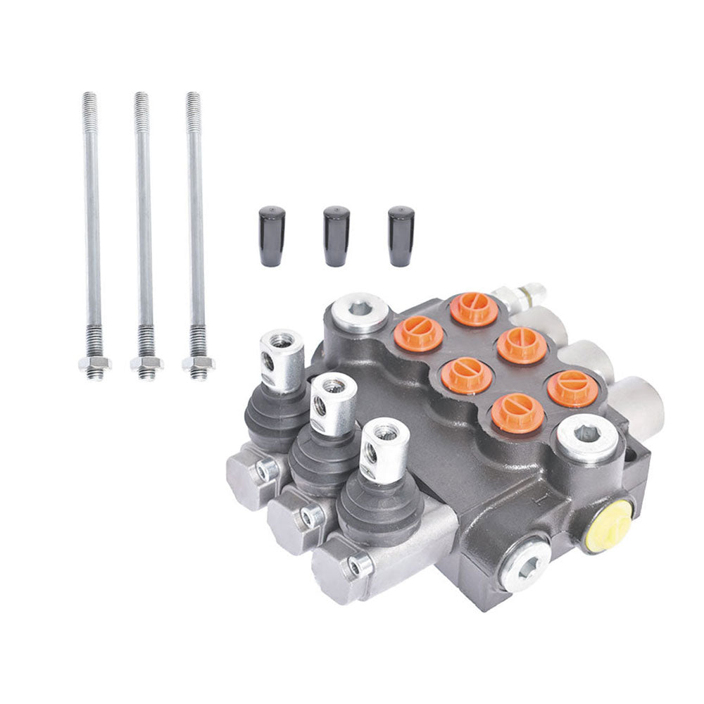 findmall 11GPM Adjustable Hydraulic Directional Control Valve Double Acting 3 Spool