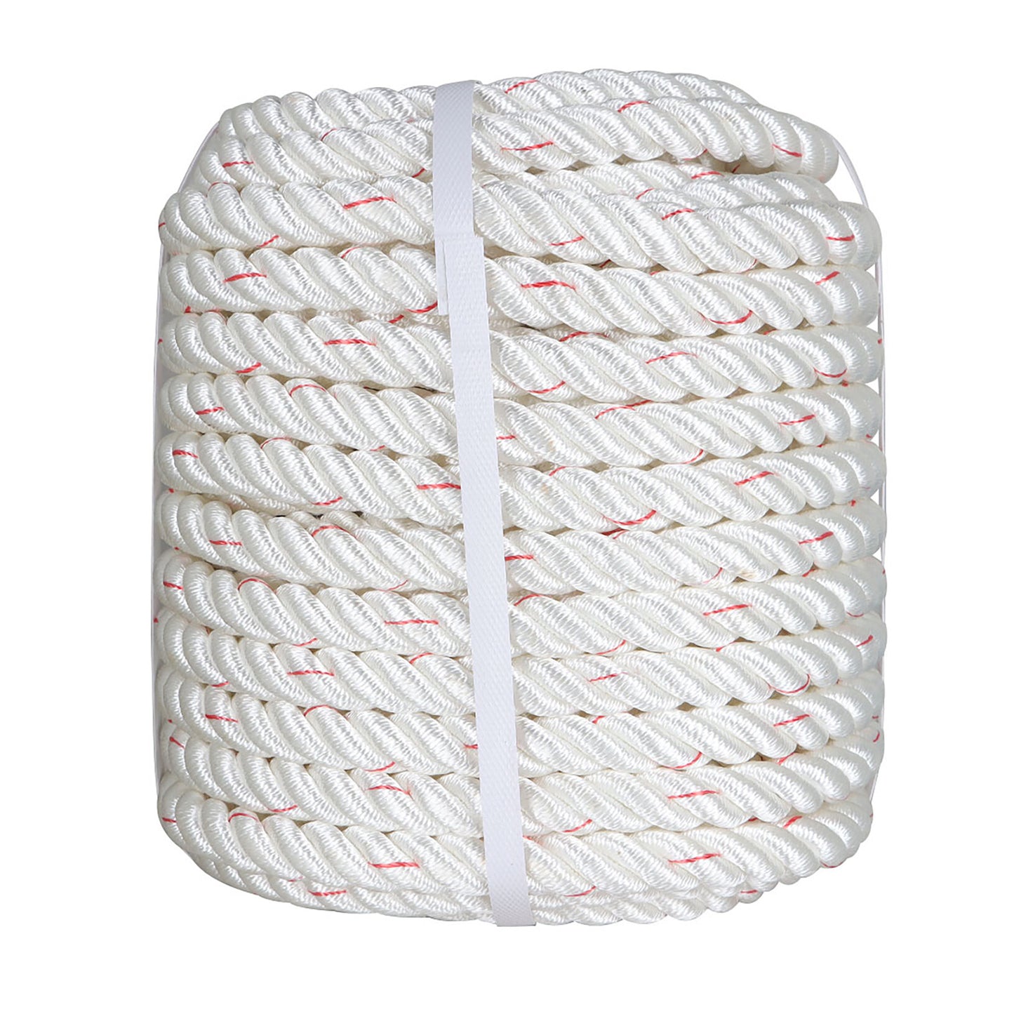 findmall 5/8 IN Braid Polyester Rope Bull Rigging High Force Polyester Rope 100 FT White With Red