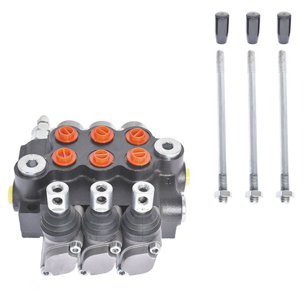 findmall 11GPM Adjustable Hydraulic Directional Control Valve Double Acting 3 Spool