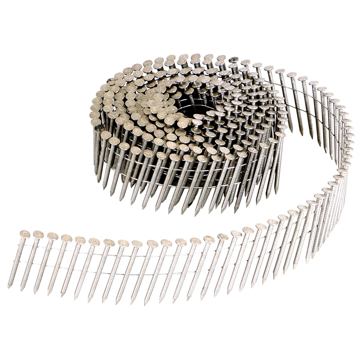 findmall 3600 Count 1-1/2-Inch x .090-Inch Ring Shank Stainless Steel Siding Nails 15-Degree Collated Wire Coil Siding Nails for Cement Board Siding or Fencing Applications