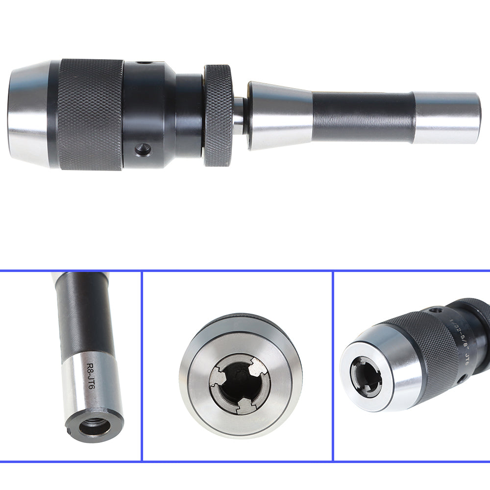 findmall 1/32"- 5/8" Keyless Drill Chuck JT6 Self Tighten W/R8 Shank Adapter