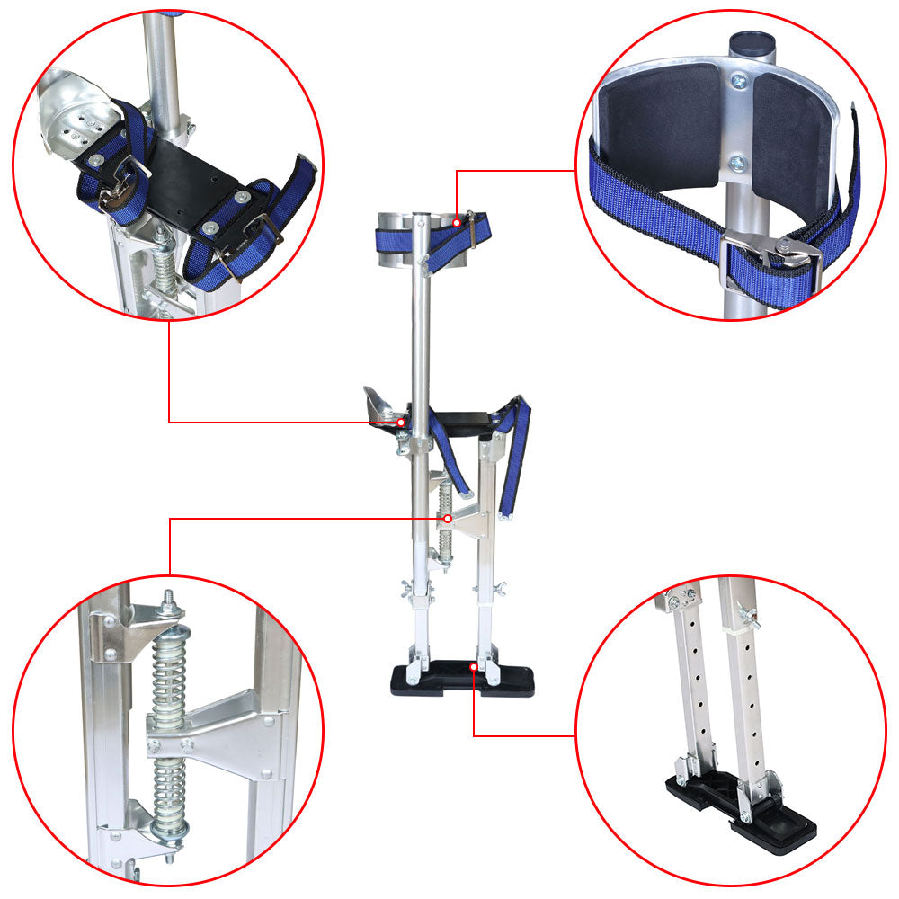 findmall 18In - 30In Aluminum Alloy Stilts For Stilt Painters Walking Tool Silver