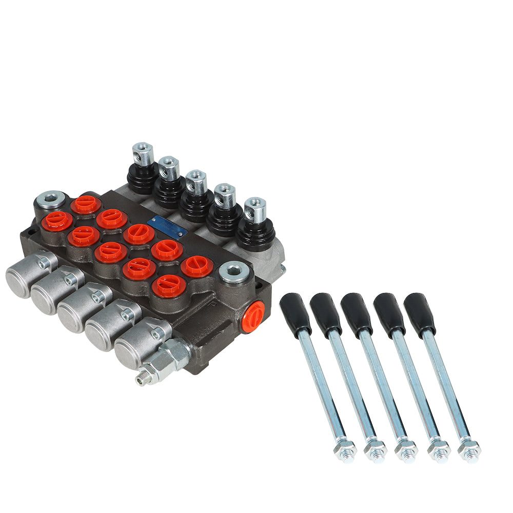 findmall 5 Spools 13 GPM Hydraulic Directional Control Valve 3600Psi SAE Ports NEW