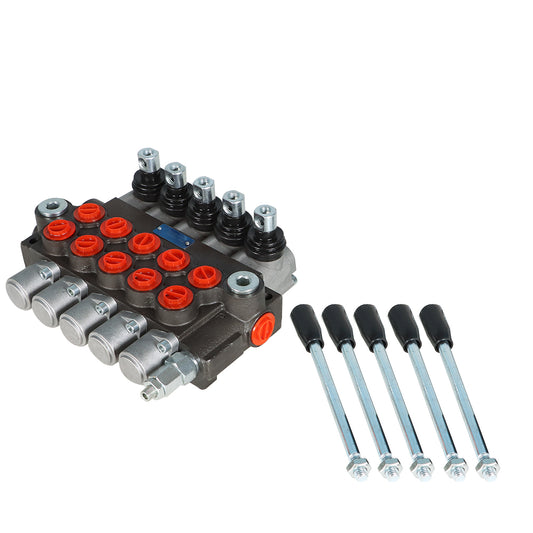 findmall 5 Spools 13 GPM Hydraulic Directional Control Valve 3600Psi SAE Ports NEW