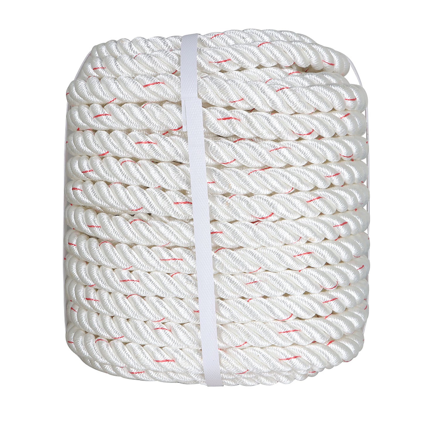 findmall 5/8 IN Braid Polyester Rope Bull Rigging High Force Polyester Rope 100 FT White With Red