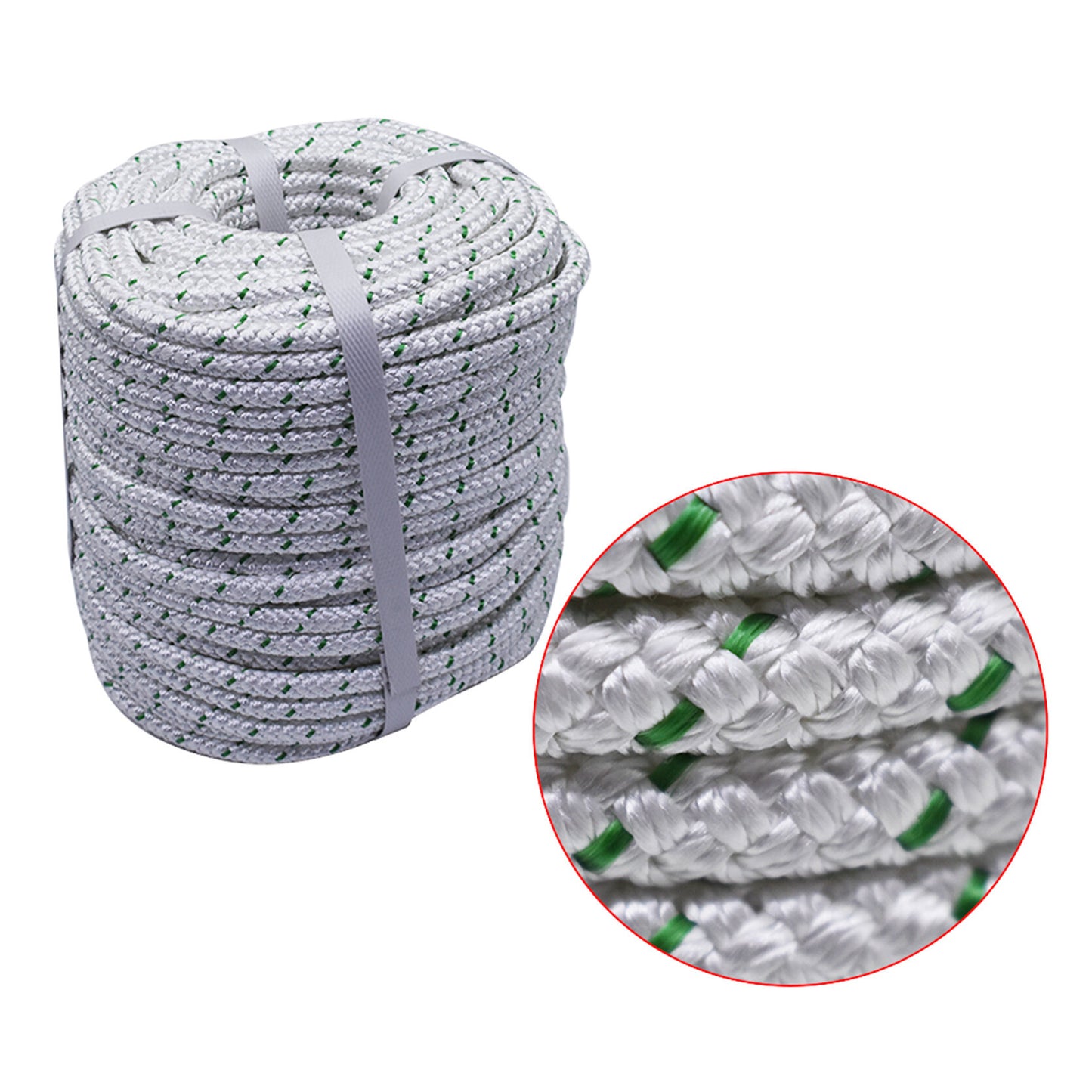 findmall 3/8 Inch x 200 Feet Double Braid Polyester Rope High Breaking Strength Pulling Rope for Tree Work Camping Swings White