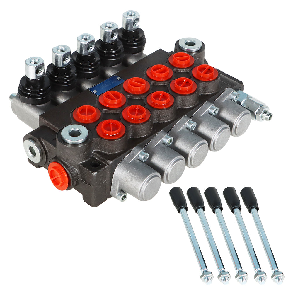 findmall 5 Spools 13 GPM Hydraulic Directional Control Valve 3600Psi SAE Ports NEW