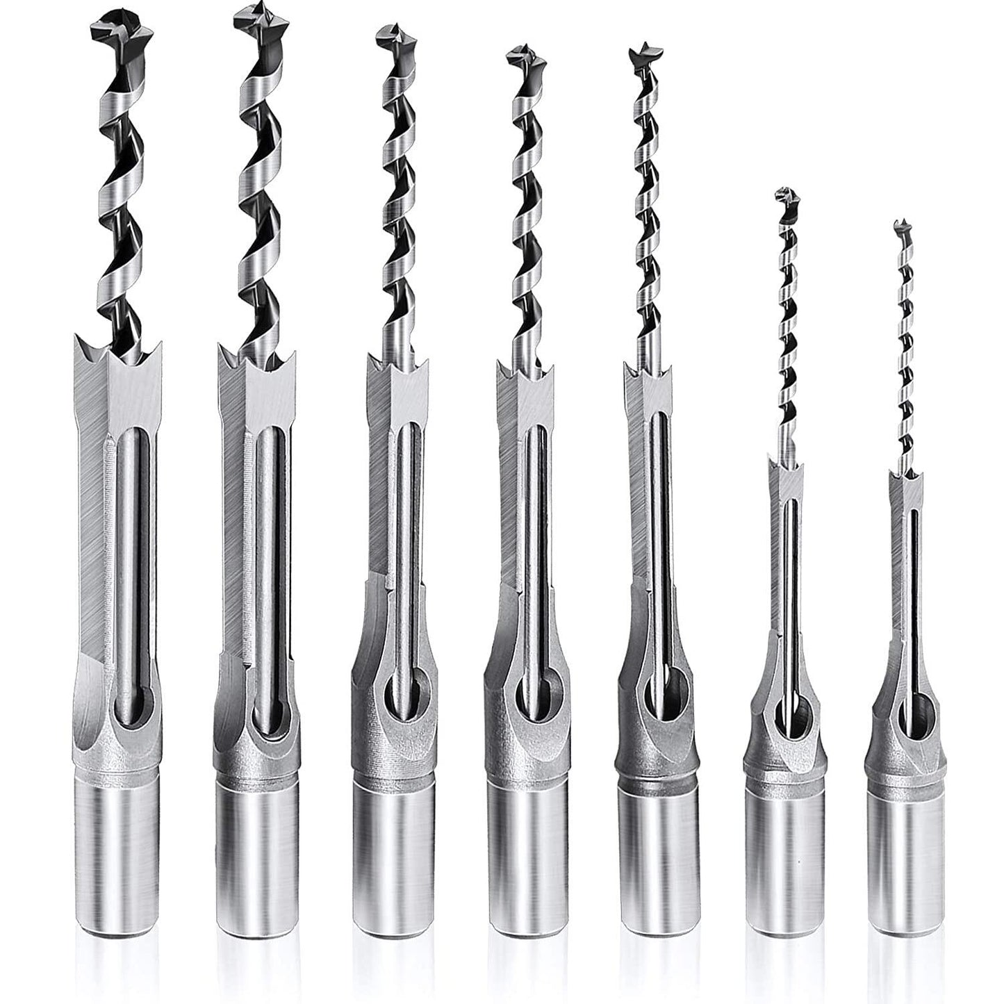 findmall Drill Bit Square Hole High Speed Steel Chisel Bit Set Twist Wood 7 Pcs
