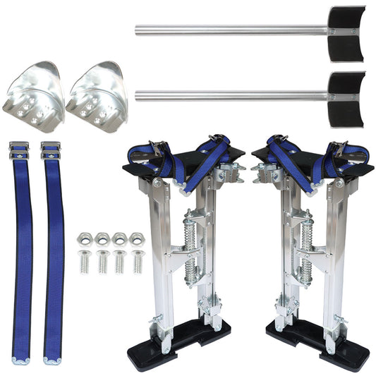 findmall 18In - 30In Aluminum Alloy Stilts For Stilt Painters Walking Tool Silver