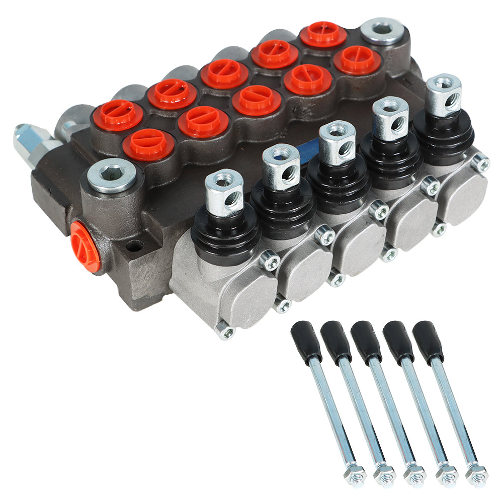 findmall 5 Spools 13 GPM Hydraulic Directional Control Valve 3600Psi SAE Ports NEW
