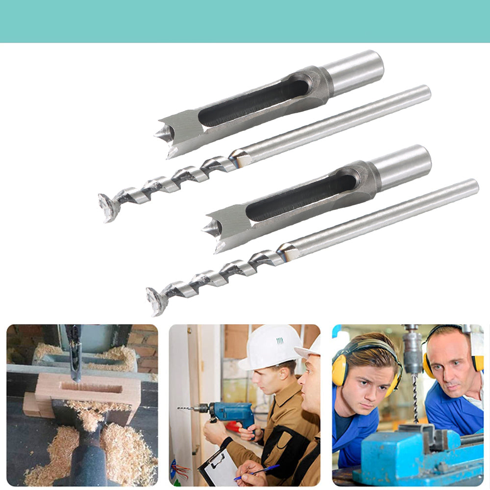 findmall 6X Square Hole Mortising Drilling Woodworking Saw Mortise Chisel Drill Bit Tool