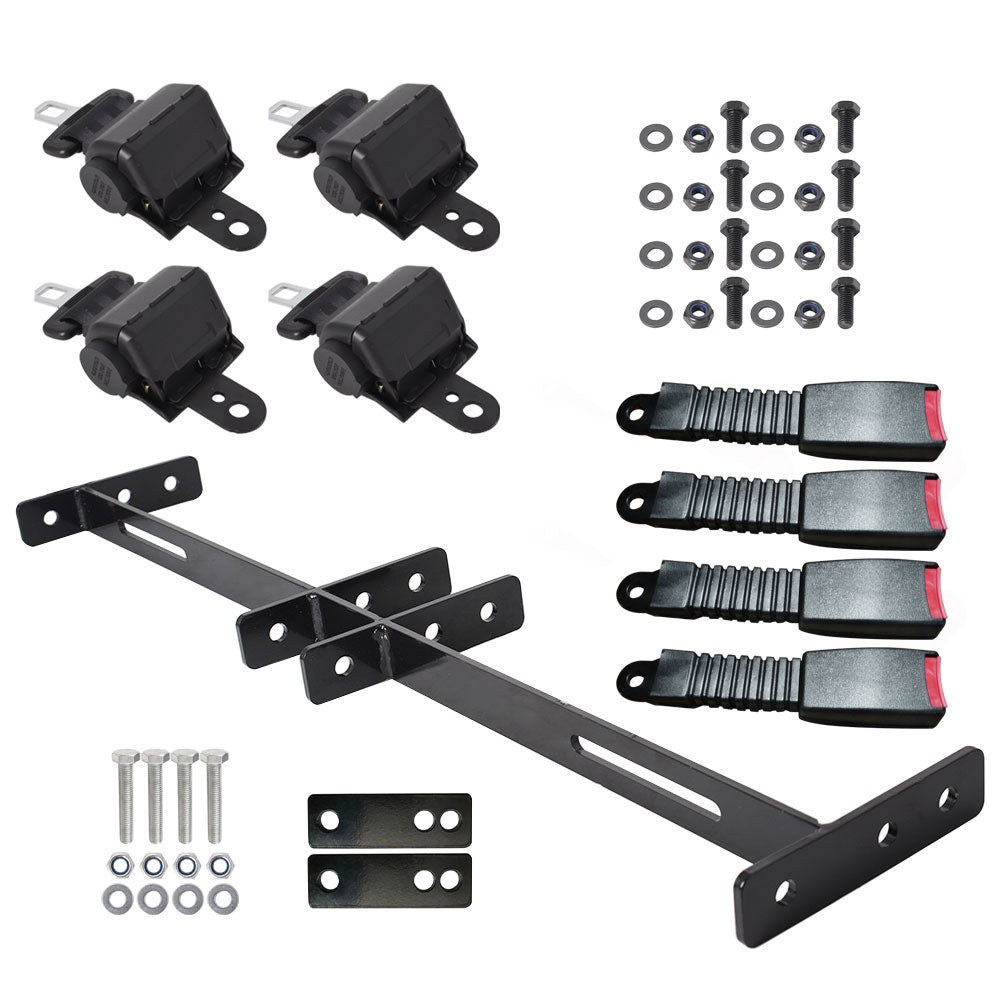 findmall 4× Retractable Seat Belts and Bracket Kit For EZGO Yamaha Club Car Golf Cart