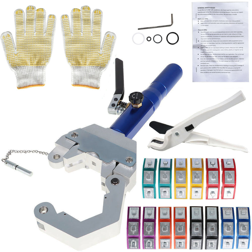 findmall IG-71500 Crimping Tool with 7 Die A/C Hose Crimper Hydraulic Clamp A/C Set