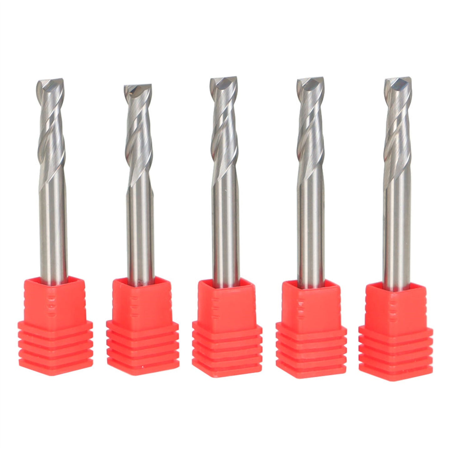 findmall 5Pcs 1/4 Inch Helix Carbide End Mill Tialn Coated 2 Flute 3/4 Inch Length of Cut Fit for Aluminum Cut Non-Ferrous Metal Upcut CNC Spiral Router Bit