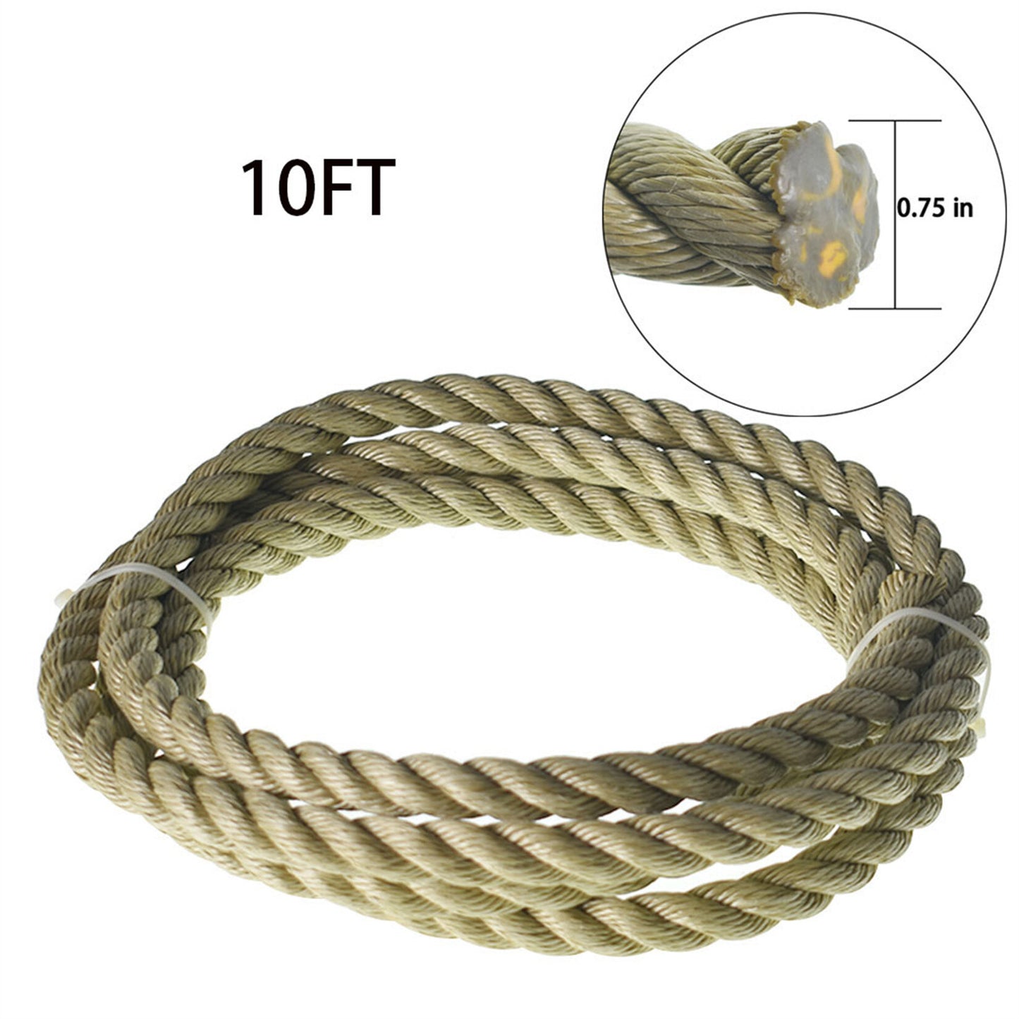 3/4 inch 1 inch Diameter Twisted Manila Rope, Twisted 3 Strand, Polypropylene Rope for Indoor Outdoor Use for Landscaping, Tug of War, Projects and Tie Downs