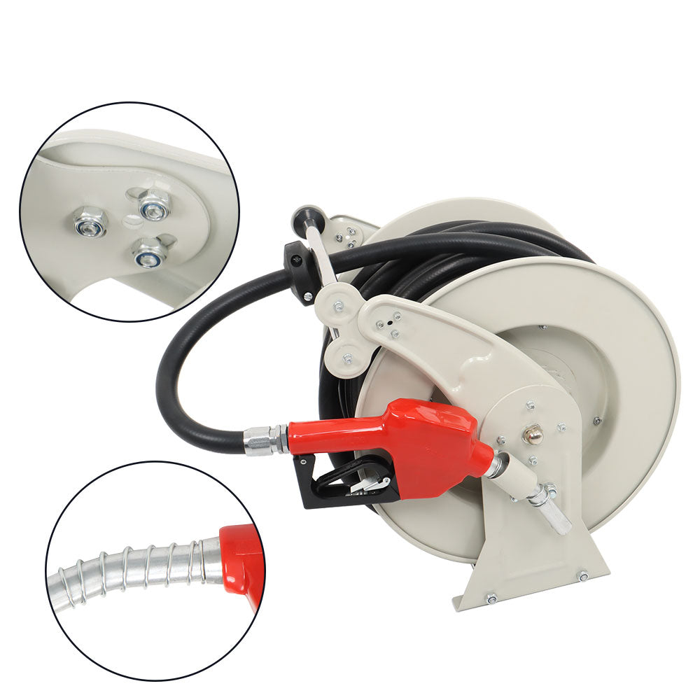 findmall Auto Fueling Nozzle Fuel Hose Reel Retractable Diesel Hose Reel 3/4" x66'