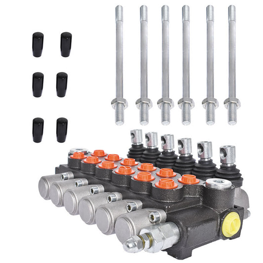 findmall 6 Spool Hydraulic Control Valve Double Acting 13 GPM 3600 PSI SAE Ports