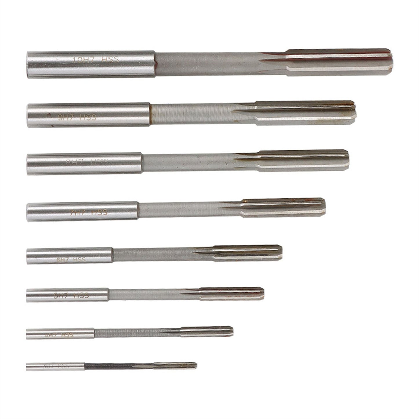findmall 8PCS Reamer Set 3mm-10mm Chucking Reamer Set Metric Sets H8 HSS Straight Flute Straight Shank Chucking Machine Cutter Milling Reamer Kit for Lathe Machine