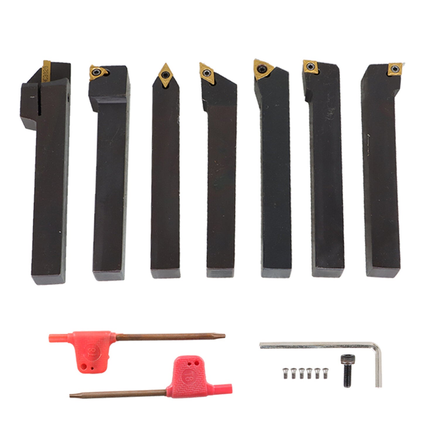 findmall 7Pcs 1/2'' Indexable Carbide Turning Tool Set in Fitted Box For Lathe Turnining