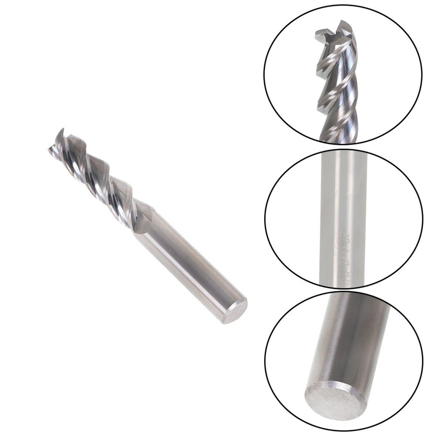 findmall 1/2 Inch Helix Carbide End Mill 3 Flute 2 Inch Iength of Cut Fit for Aluminum Cut Non-Ferrous Metal Upcut CNC Spiral Router Bit