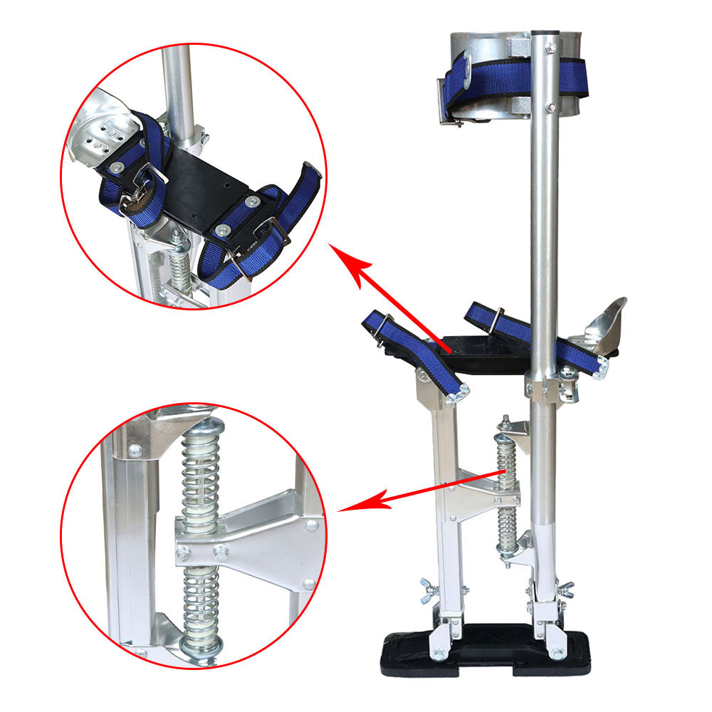 findmall 18In - 30In Aluminum Alloy Stilts For Stilt Painters Walking Tool Silver