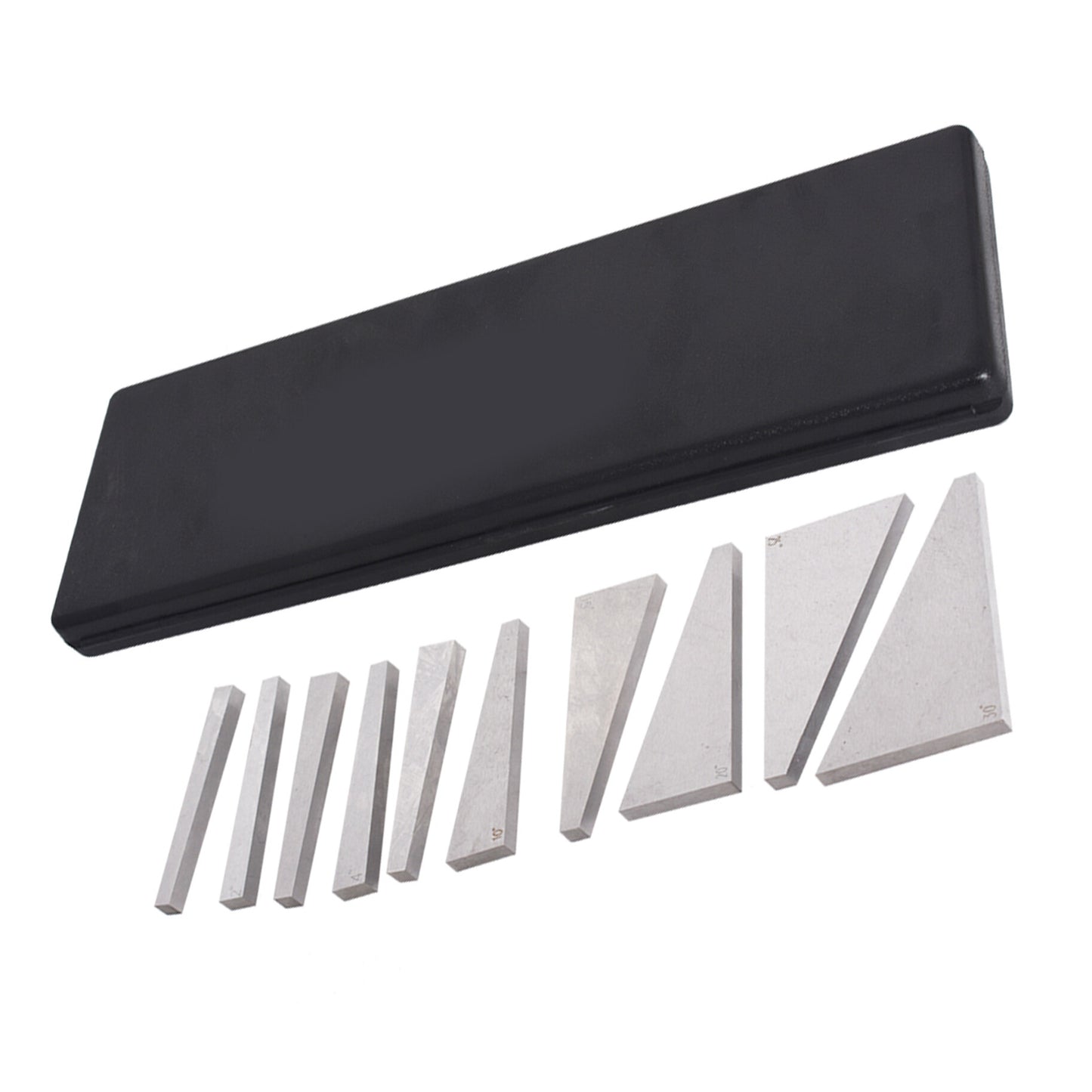 findmall 10 Pcs Precision Angle Block Set Machinist Tool Angle Gauge Block 1°- 30°Lathes Milling Ground Gauge Angle Calibration Gage Inspection Block Set