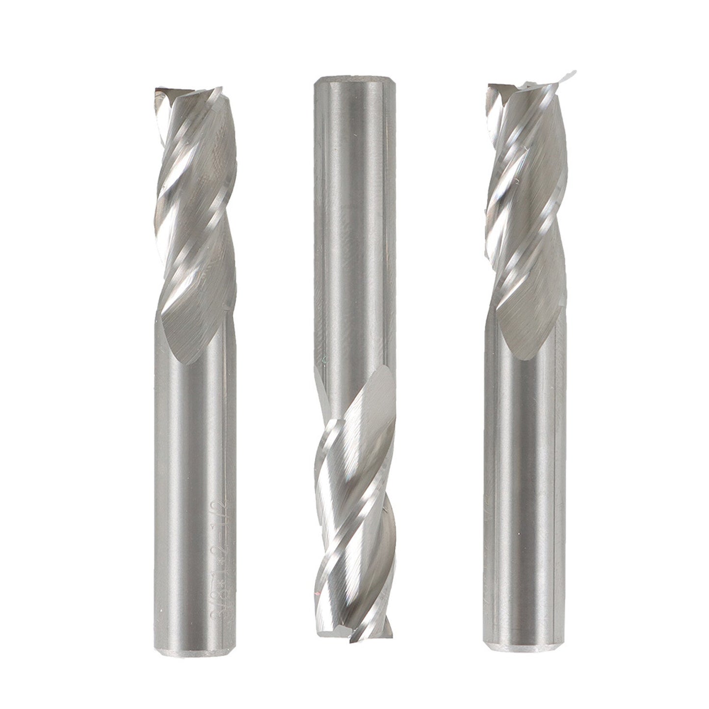 3Pcs 3 Flute 3/8" Shank Helix Carbide End Mill, 1" Length of Cut Square Nose End Mill Fit for Aluminum Cut Non-Ferrous Metal Upcut CNC Spiral Router Bit