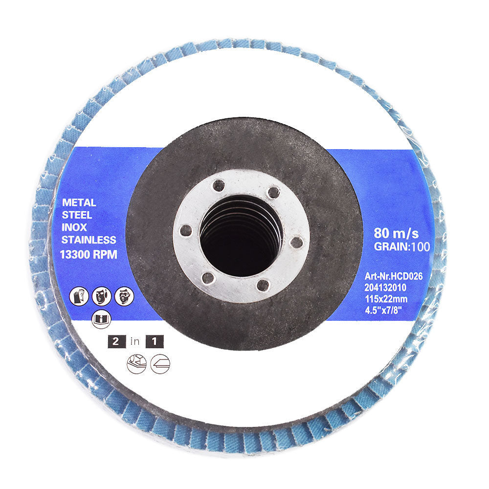 New 10 Pcs 4-1/2" X 7/8" 100 Grits Premium Zirconia Flap Discs Grinding Wheel Sandpaper Fit for Grinding