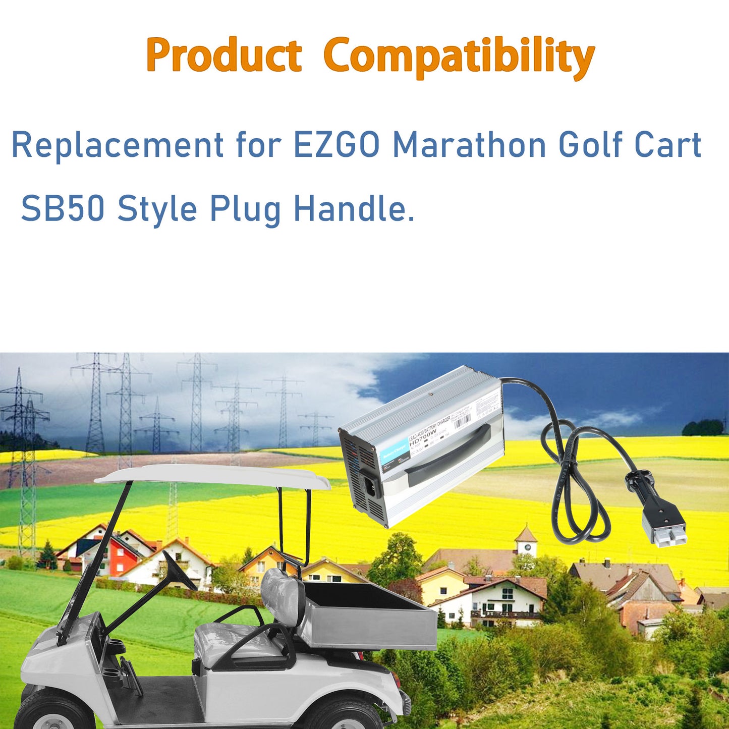 findmall 36 Volt 15 Amp Battery Charger For EZGO Marathon Golf Cart SB50