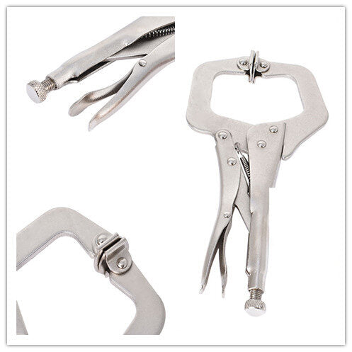 11" Locking C-Clamp 5Pack Locking Pliers Adjustable Welding Clamps w/Regular Tip and Swivel Pad for Shop Home Farm and Automotive