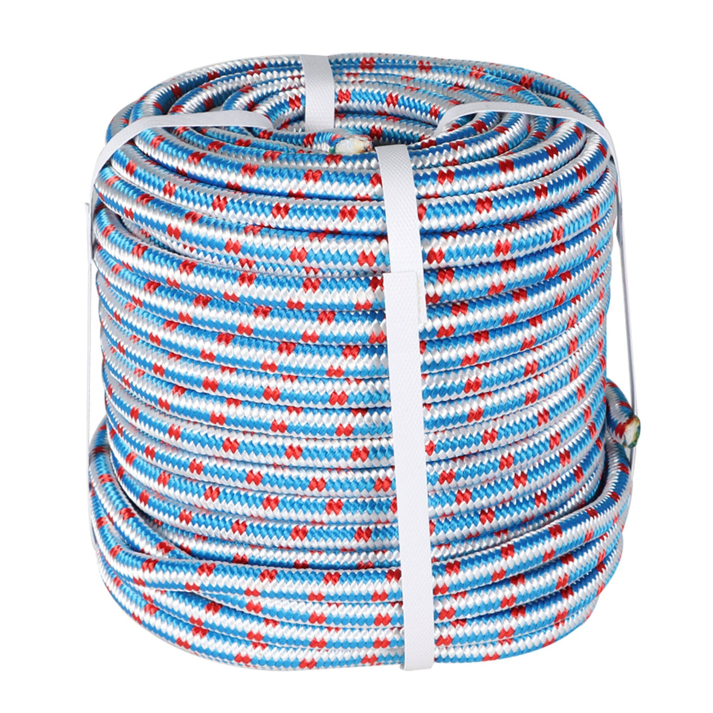 findmall 1/2 Inch 16 Braid Polyester Rope Pulling Ropes Arborist Rigging Rope 150 FT Red White Blue