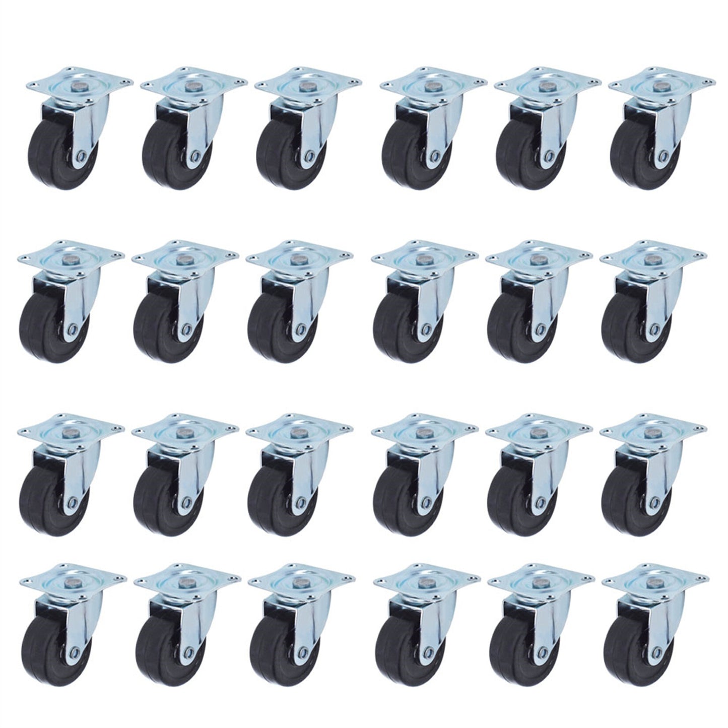 findmall Heavy Duty Swivel Caster Wheels 24 Pack 2 Inch Rubber Base With Top Plate & Bearing