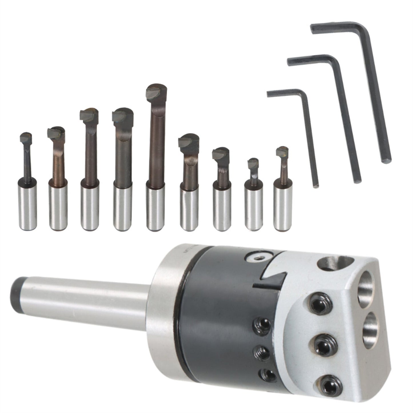 findmall 9 pcs Shank Boring Bar Sets Boring Head 2"(7/8-20) With MT2 Shank 3/8-16 1/2"