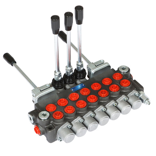 findmall 7 Spool Hydraulic Directional Control Valve 11gpm,40L,2 Joystick,BSPP Interface