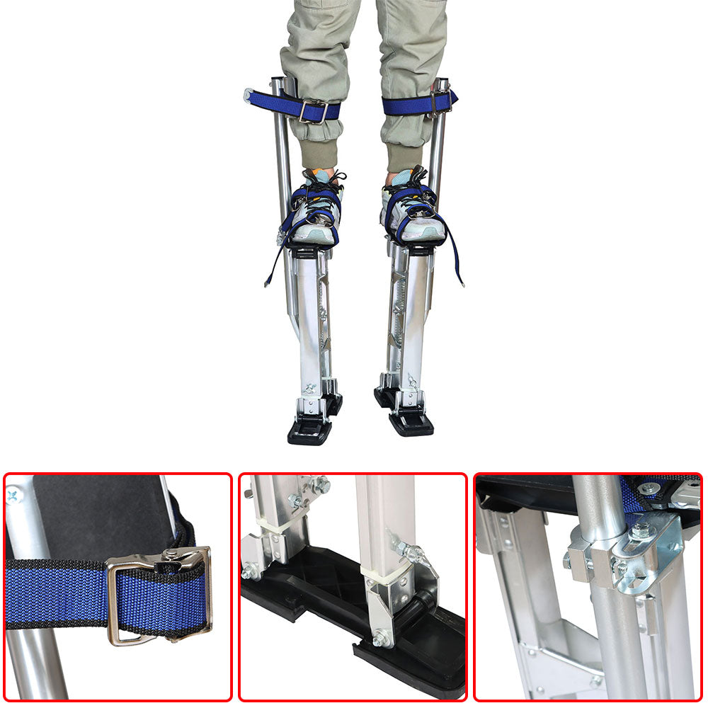findmall 18In - 30In Aluminum Alloy Stilts For Stilt Painters Walking Tool Silver