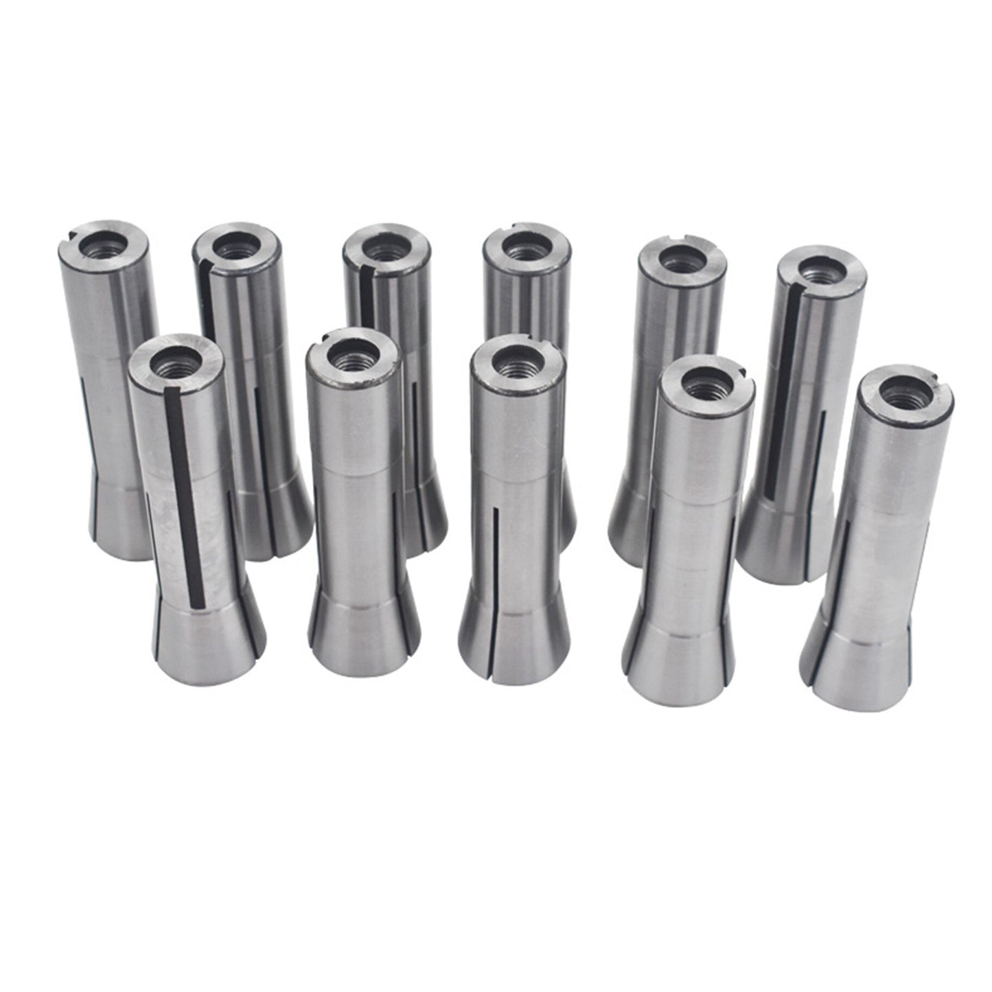 findmall 11Pcs Accuracy R8 Collets Set 1/8" to 3/4" Mill Chuck Holder, 7/16" - 20 Drawbar Thread 0.0006" TIR Round Hole Spring Collet Set
