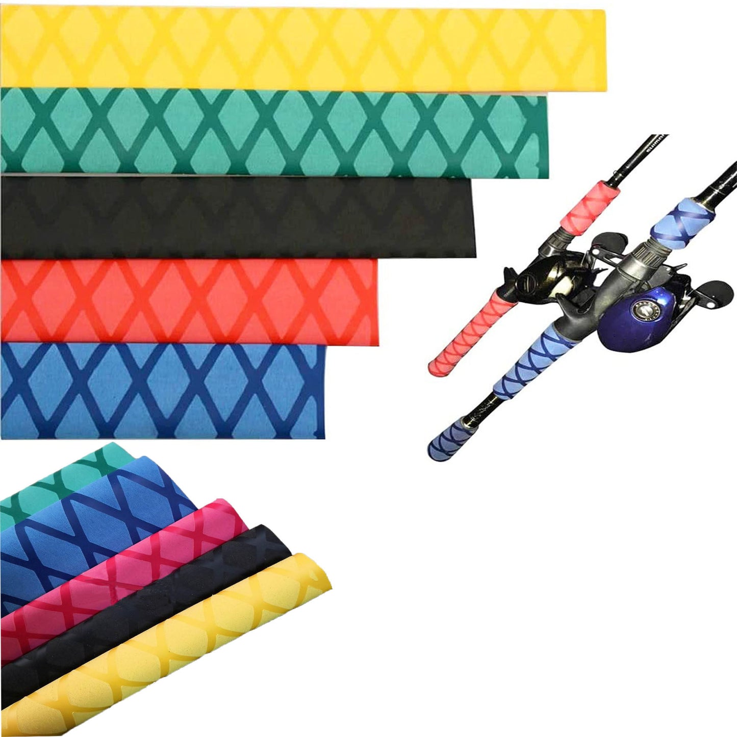 eTekGo X-Tube Heat Shrink Wrap Tubing 39"&64" Lengths for Rod Grips-5 Color 14 Sizes (Black, Diamter:15mm; Length:39")