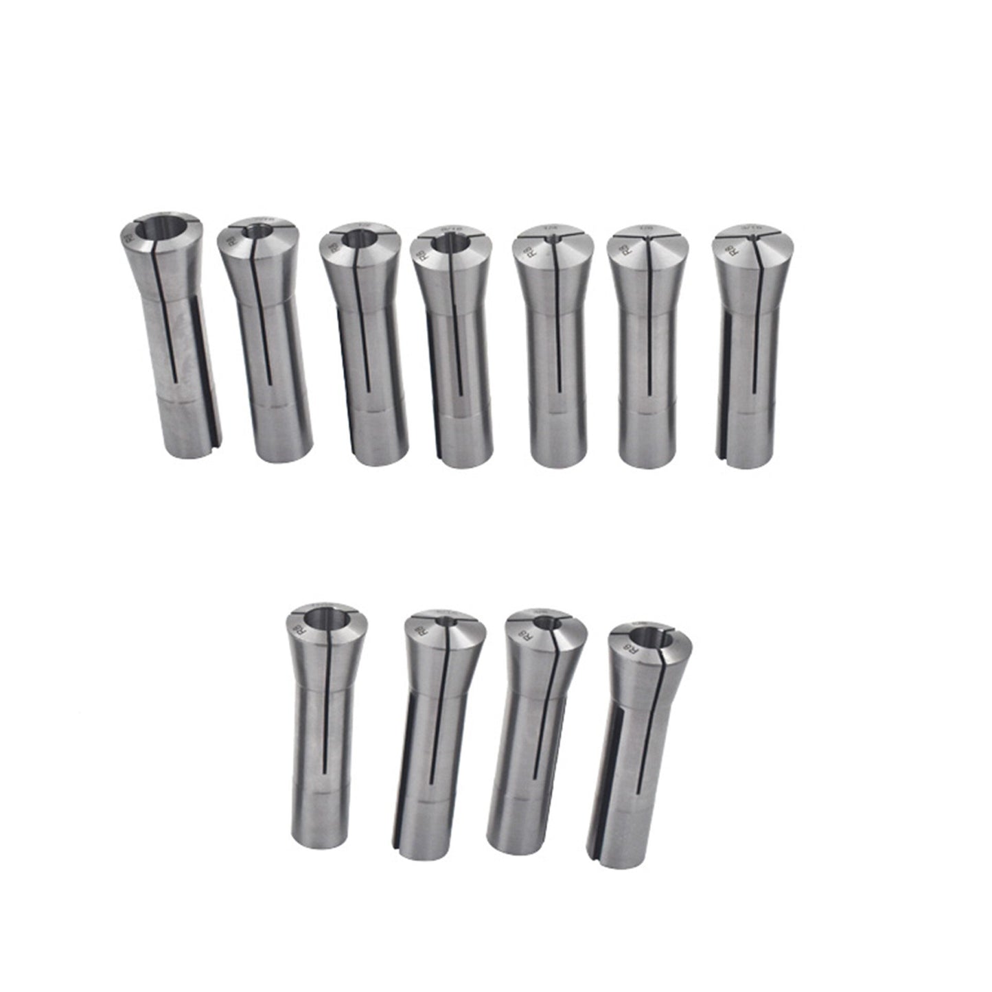 findmall 11Pcs Accuracy R8 Collets Set 1/8" to 3/4" Mill Chuck Holder, 7/16" - 20 Drawbar Thread 0.0006" TIR Round Hole Spring Collet Set