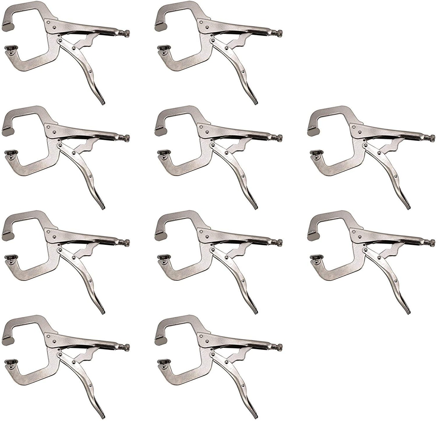 10Pcs 11 Inch Locking C Clamps with Swivel Pads Heavy Duty C-Type Locking Plier Table and Tool Vise Grip