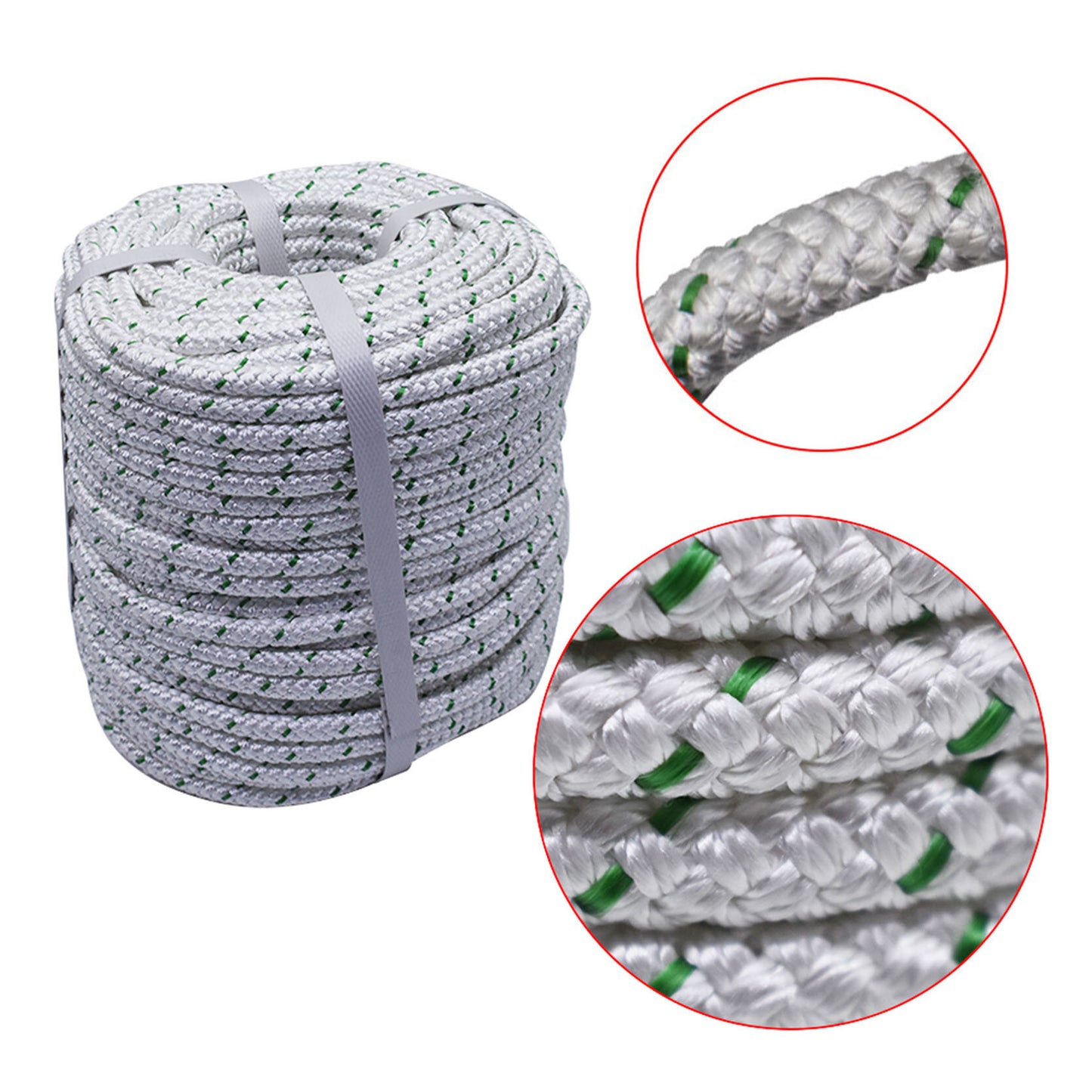 findmall 3/8 Inch x 100 Feet Double Braid Polyester Rope 4800Lbs Breaking Strength Strong Pulling Rope for Tree Work Camping Swings