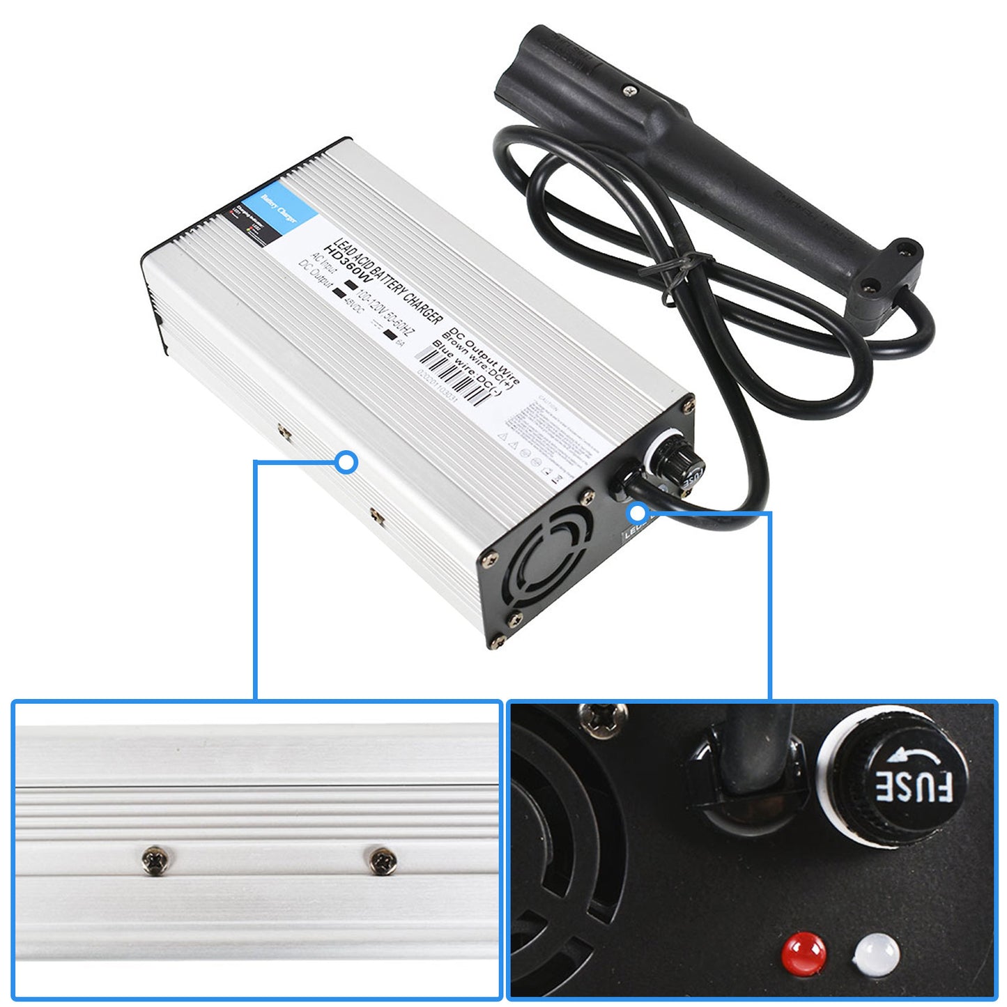 findmall 3Pin 48V 6A Battery Charger Replacement for Yamaha Golf Cart 2007+